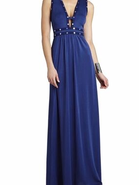 BCBGMaxazria Sleeveless V-Neck Royal Blue Juliette Maxi Dress size Large